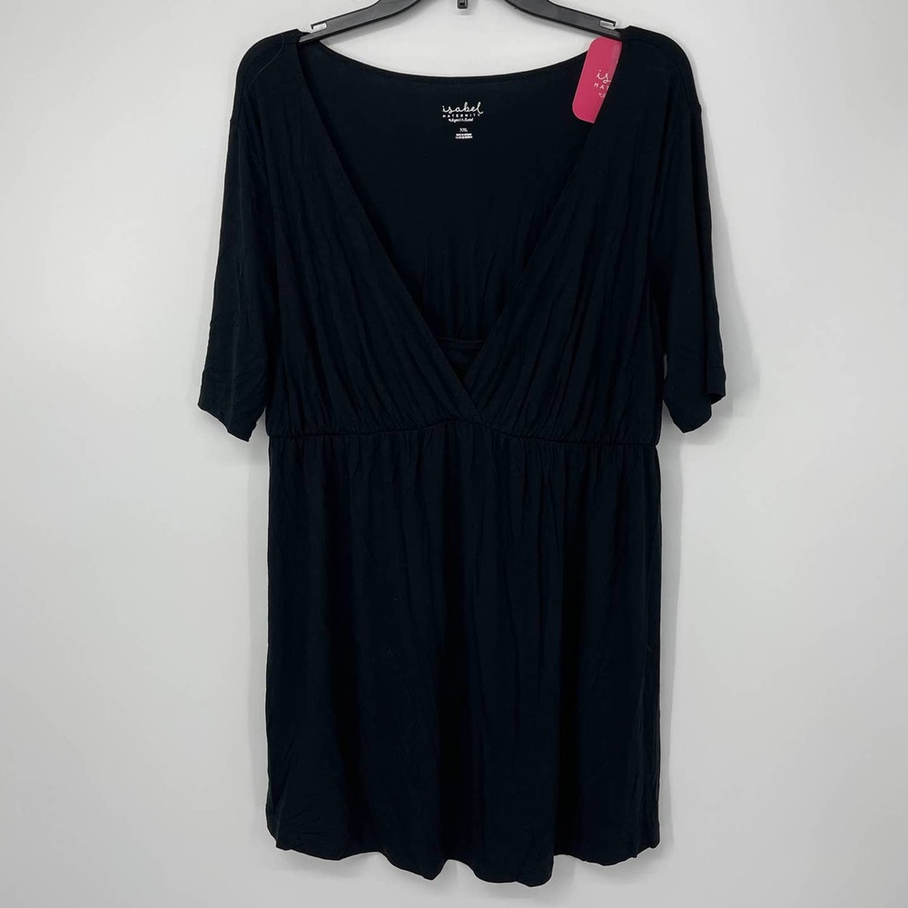 ISABEL MATERNITY BLACK V-NECK NURSING FEATURE LIGHTWEIGHT PULLOVER SIZE XXL
